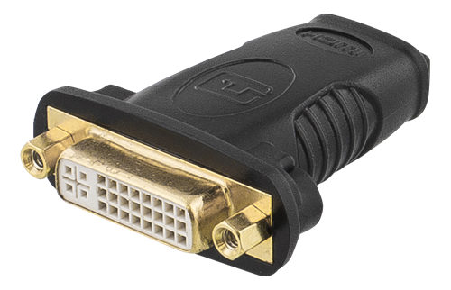 Deltaco guldpläterad HDMI-adapter 19 pin till DVI-D, svart