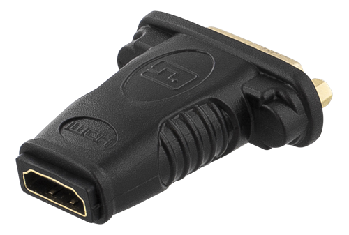 Deltaco guldpläterad HDMI-adapter 19 pin till DVI-D, svart