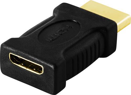 Deltaco mini HDMI-adapter guldpläterad, svart