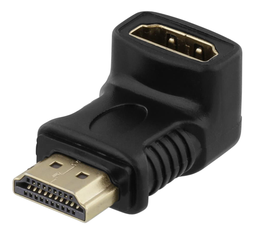 Deltaco vinklad HDMI-adapter guldpläterad, svart