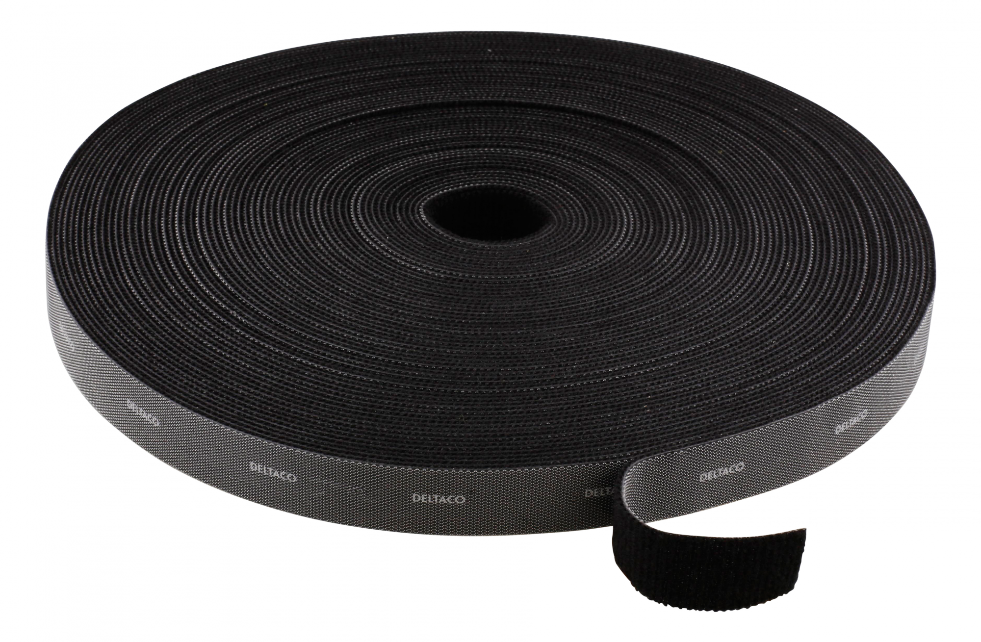 Deltaco kardborrband på rulle, bredd 20mm, 25m, svart