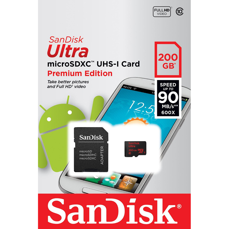 SanDisk Ultra MicroSDXC 90MB/s UHS-I, 200GB