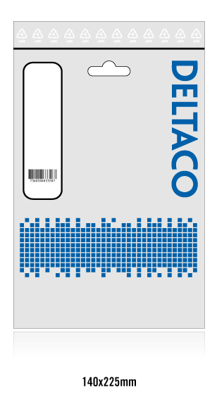 Deltaco USB-C-USB-A kabel, USB 2.0, 0.25m, vit