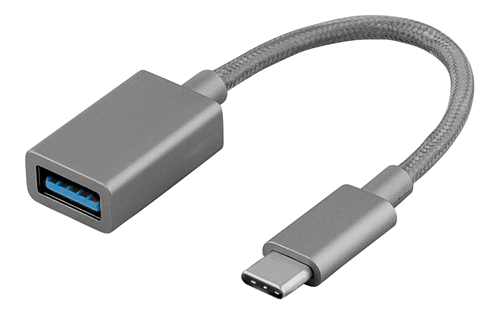 Deltaco PRIME USB 3.1 adapter, Typ C ha, Typ A ho, 0.15m, grå