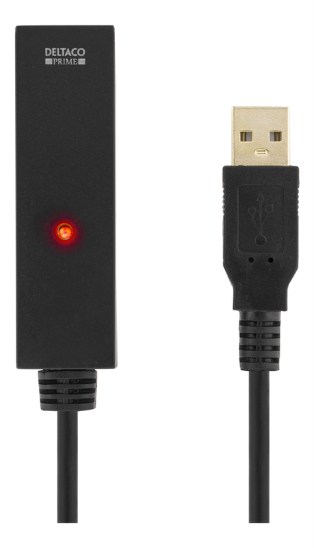 Deltaco PRIME USB 2.0 till USB-B kabel, 10m, svart