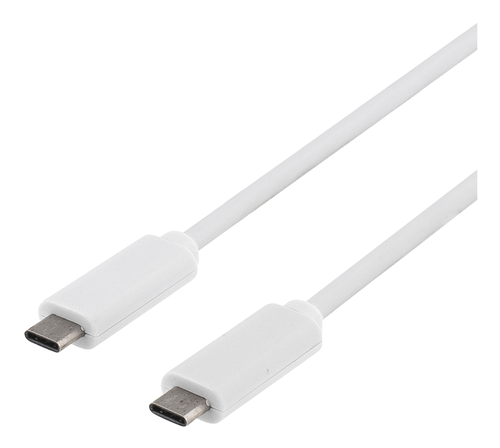 Deltaco USB 3.1 kabel, Gen 1, Typ C - Typ C, 0.5m, vit