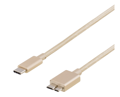 Deltaco PRIME USB3.1, Typ C - Typ Micro-USB, 1m, guld