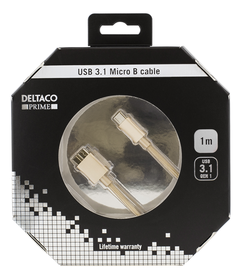 Deltaco PRIME USB3.1, Typ C - Typ Micro-USB, 1m, guld