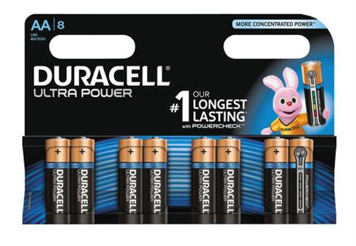 Duracell Ultra Power, LR06/AA batterier, alkaliska, 1.5V, 8-pack