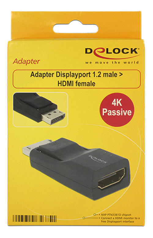 DeLOCK DisplayPort hane till HDMI hona adapter, UHD, passiv