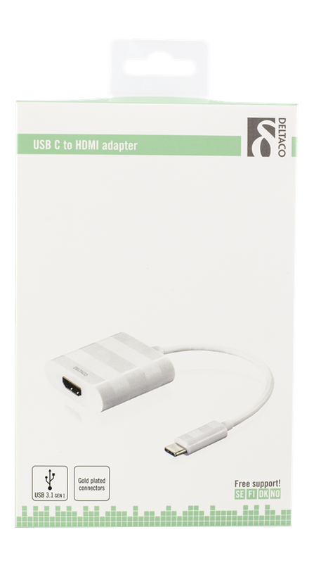Deltaco USB 3.1 till HDMI adapter, typ C ha - HDMI ho, 4k, Uhd