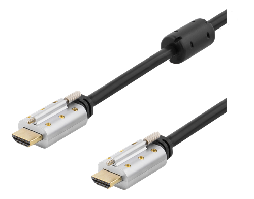 Deltaco Låsbar HDMI-kabel, UltraHD, v2.0, 4K, 60Hz, 1.5m