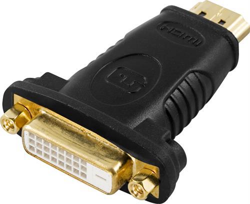 Deltaco guldpläterad HDMI-adapter 19-pin hane till DVI-D