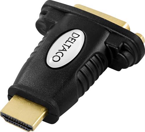 Deltaco guldpläterad HDMI-adapter 19-pin hane till DVI-D