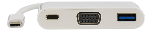 Deltaco USB-C till VGA och USB-adapter, 60W, vit