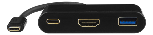 Deltaco USB-C till HDMI och USB Typ A adapter, USB-C ho, 60W