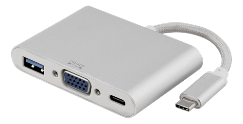 Deltaco Prime USB-C till VGA/USB A, USB-C port, 1080P, USB 3.1