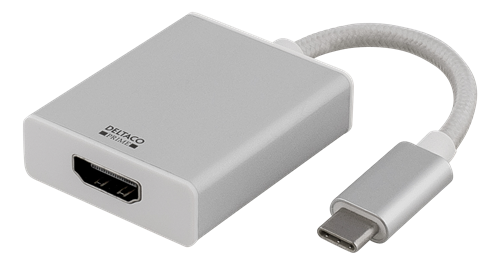 Deltaco Prime USB-C till HDMI adapter, UltraHD, 4K, aluminium