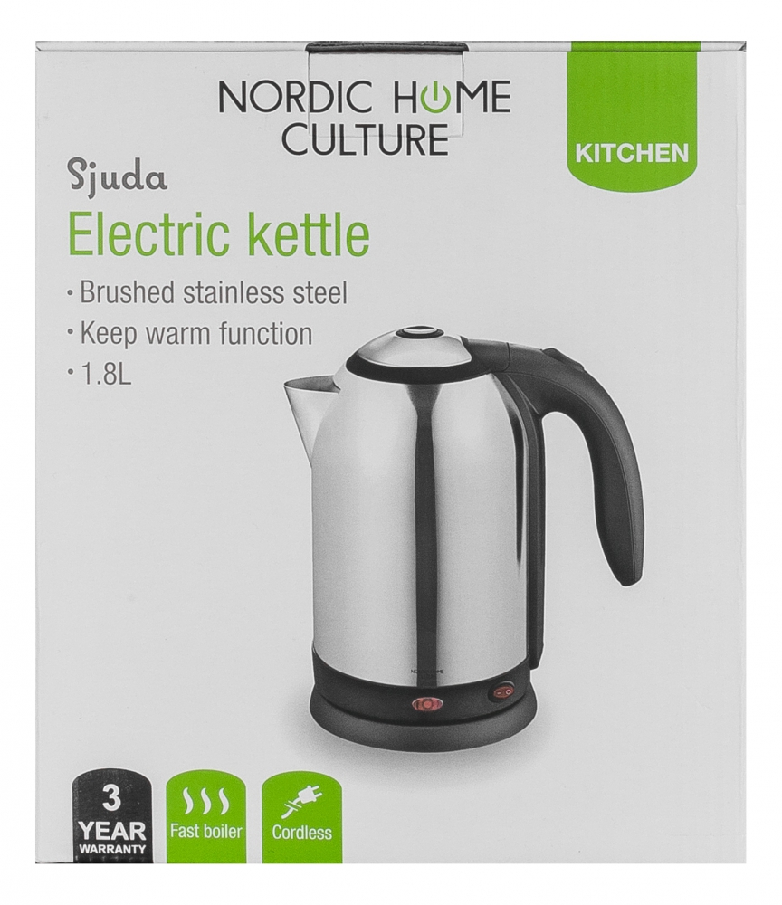 Nordic Home Club Sjuda vattenkokare, 1.8l, rostfritt stål