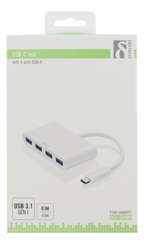 Deltaco USB 3.1 Gen 1-hubb med 4xUSB, 5Gbps, 4.5W