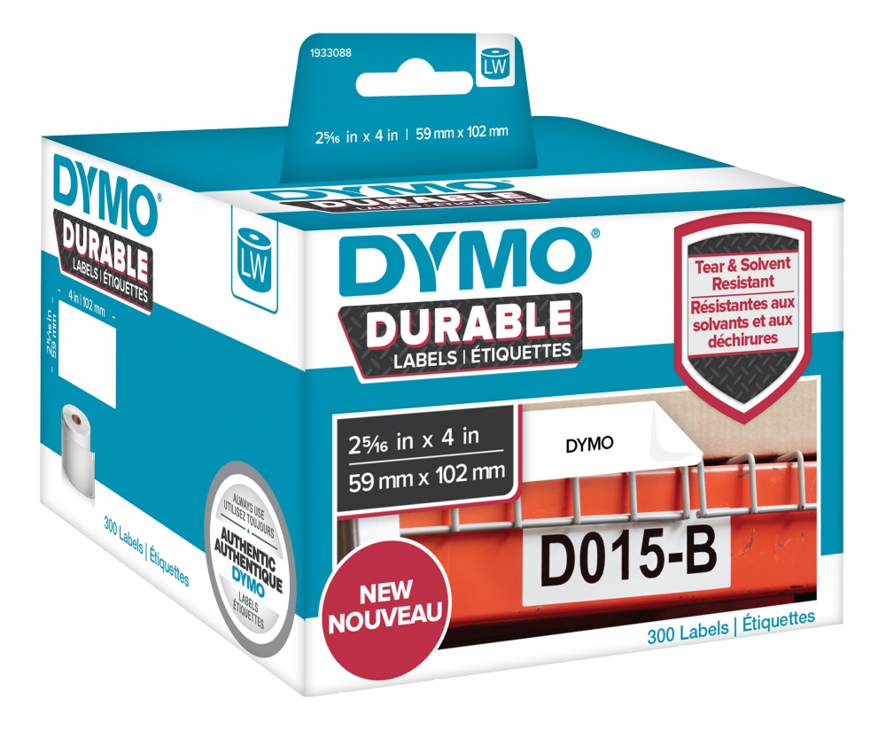 Dymo Durable shipping label för LabelWriter, 300 etiketter, vit