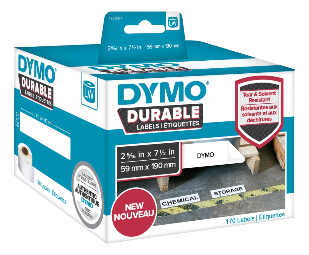 Dymo Durable large shelving label, 170 etiketter, vit