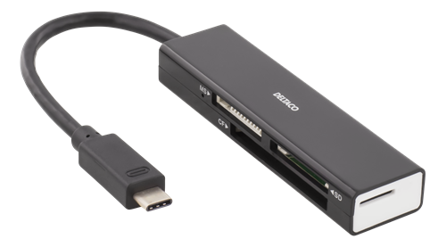 DELTACO USB-C minneskortlÃ¤sare med 4 fack, USB3.1