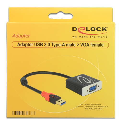 DeLOCK USB 3.0 till VGA-adapter, 1xUSB Typ A ha, 1xVGA hom 0.2m