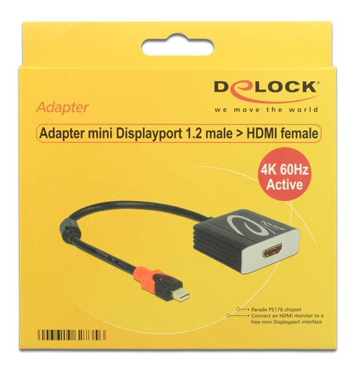 DeLOCK mini DisplayPort till HDMI-adapter,  4K i 60Hz, HDCP, 3D