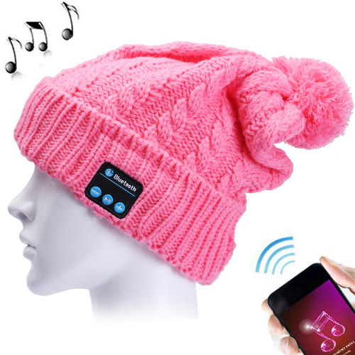 Mössa med Bluetooth-headset, rosa