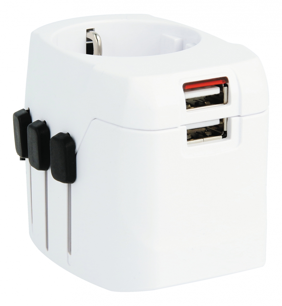 SKross World reseadapter, 2-/3-stifts kontakt, 2xUSB, 5V 2,4A