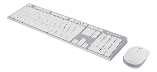 DELTACO trådlöst tangentbord och mus, USB nanomottagare, vit/grå