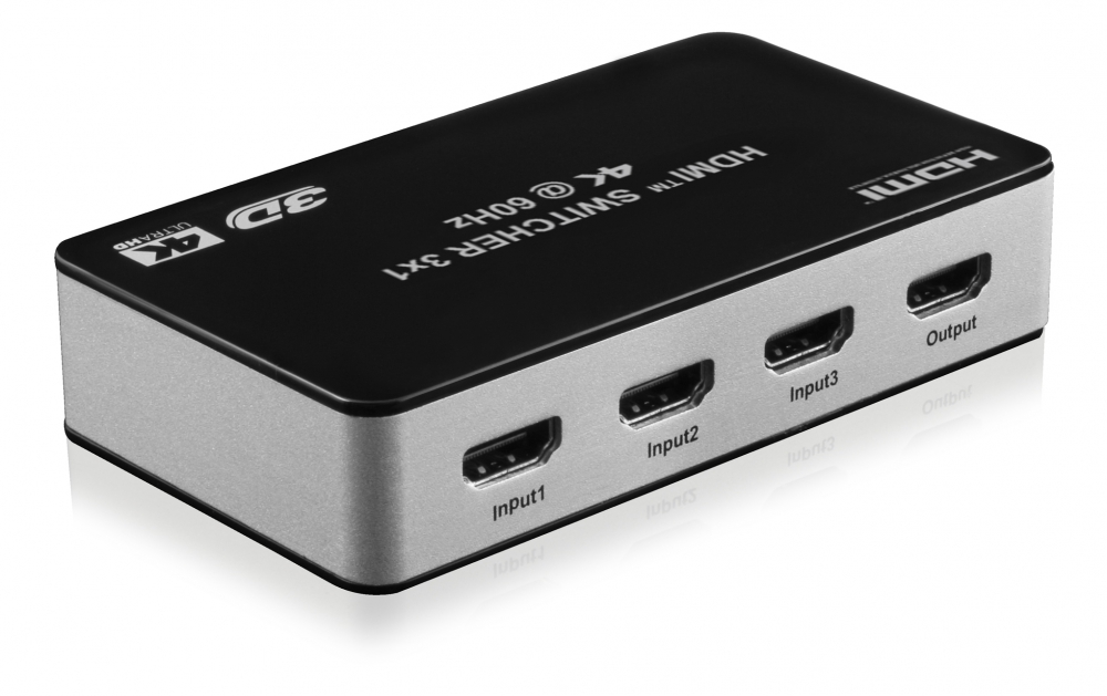 Premium 3-1 HDMI-switch, IR-fjärrkontroll, UltraHD i 60Hz