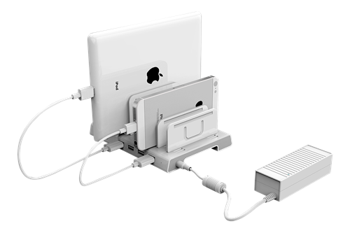 USB-laddningsstation,  4xUSB-A, 5V 2,4A 36W, BC1.2