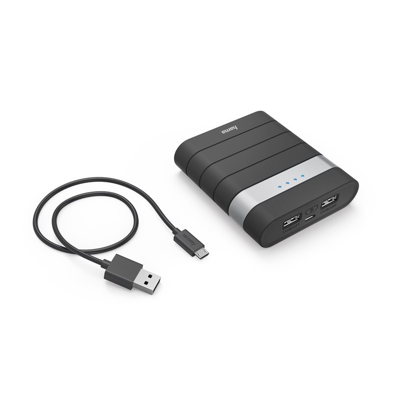 Hama powerbank, 2xUSB, 10400 mAH, 2.1A 5V, svart