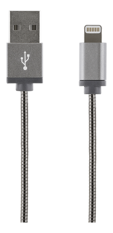 Streetz USB-synk/laddarkabel till iPad/iPhone, 1m, MFI, grå