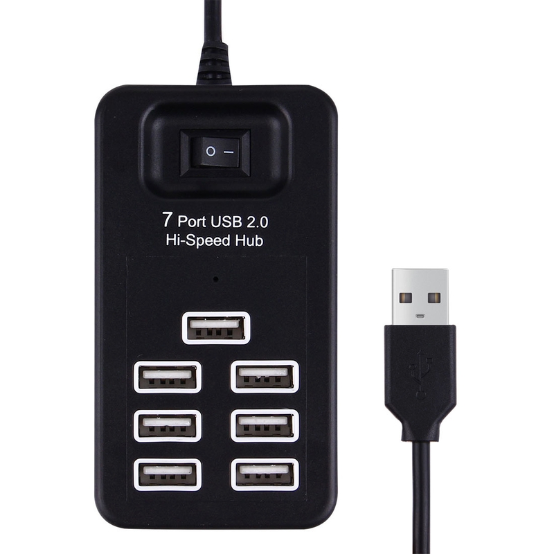 USB-hubb 7-portar, 2.0 high speed, 480 Mbps