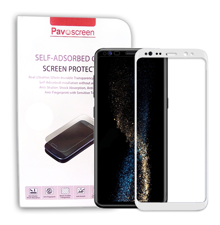 Pavoscreen skärmskydd härdat glas vit, Samsung Galaxy S8 