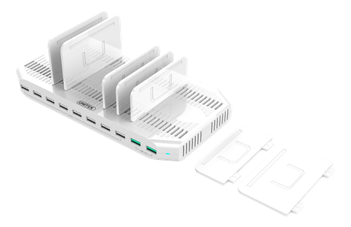 USB-laddningsstation, 10xUSB-A, QuickCharge 3.0, 5V 2,4A