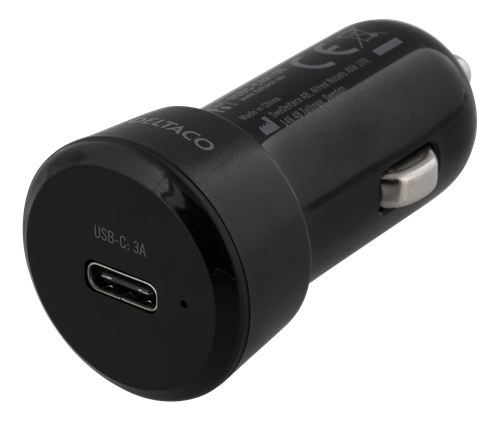 Deltaco USB-C Billaddare, 5V/3A/15W, svart