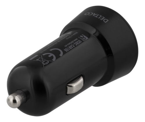 Deltaco USB-C Billaddare, 5V/3A/15W, svart