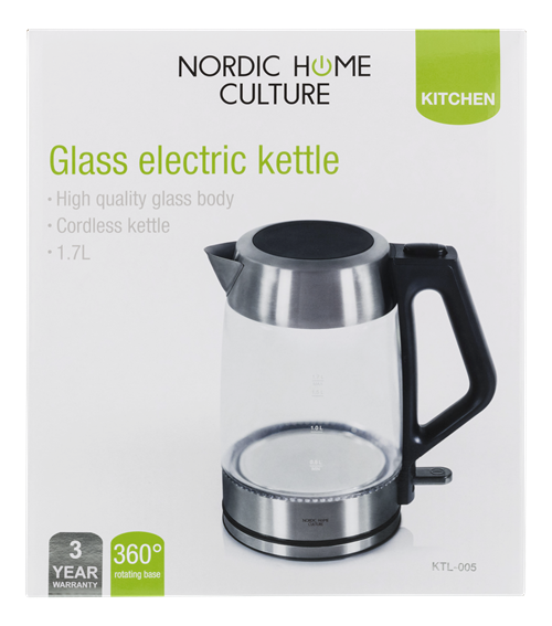 NORDIC HOME CULTURE Vattenkokare, 2200W, Silver