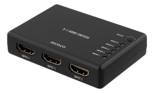 Deltaco HDMI-Switch, 4K, 60Hz, 7.1, svart