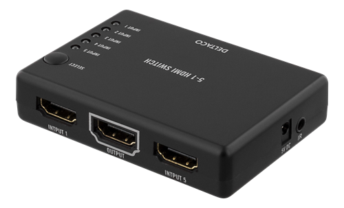 Deltaco HDMI-Switch, 4K, 60Hz, 7.1, svart