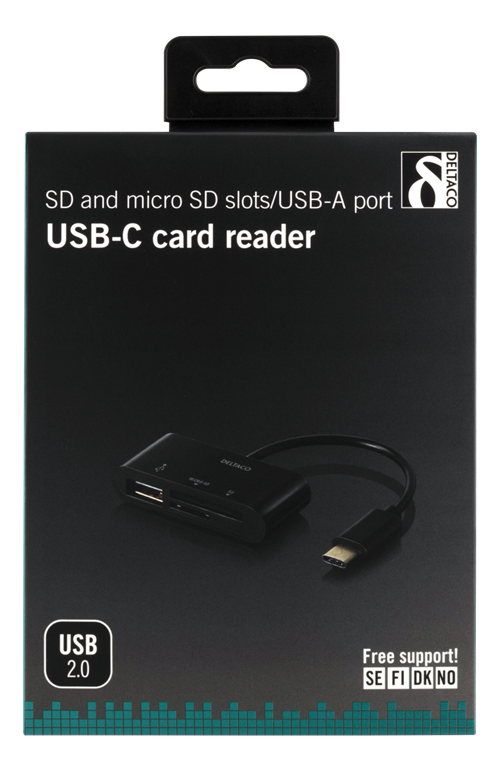 DELTACO SD/micro SD adapter, 30 Mbytes/s, svart
