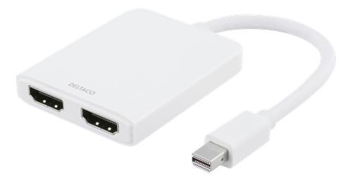 DELTACO Mini DP till HDMI-splitter, 2x HDMI, vit