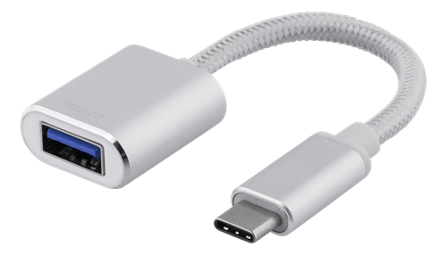 DELTACO USB-C 3.1 Gen 1 till USB-A OTG adapter, silver