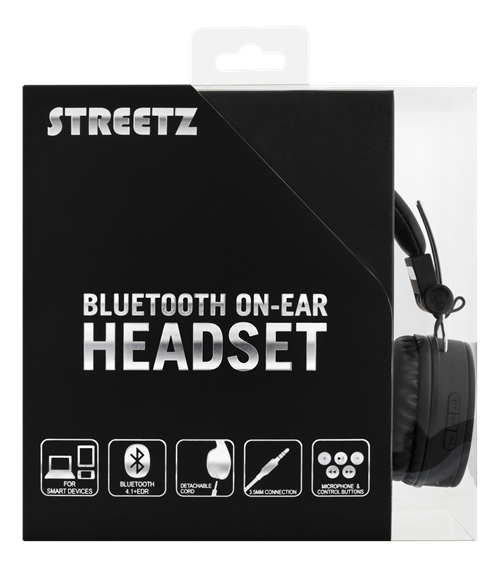 STREETZ Vikbara Bluetooth on-ear hörlurar, mikrofon, v4.1 +EDR