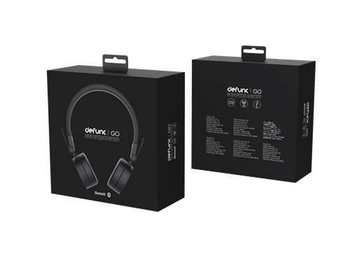 DeFunc GO on-ear trådlösa hörlurar, 300 mAh, Bluetooth 4,0 svart