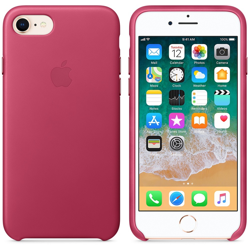 Apple MQHG2ZM/A läderskal till iPhone 8/7, fuchsia